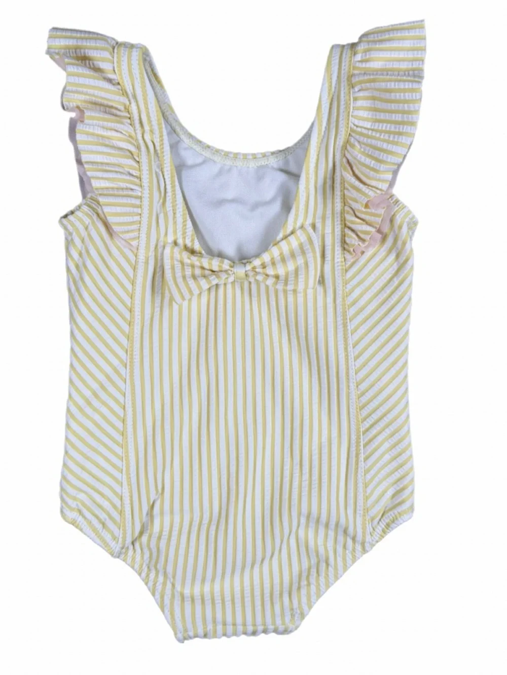 RUFFLE BUTTS Banana Seersucker Waterfall One Piece Swimsuit - 6-12M